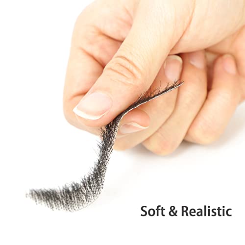 False Mustaches Fake Beard Realistic 100% Human Hair Face Beard Realistic and Mustache Black for Men Realistic Makeup Lace Beards Invisible False Performance Cosplay(Black)
