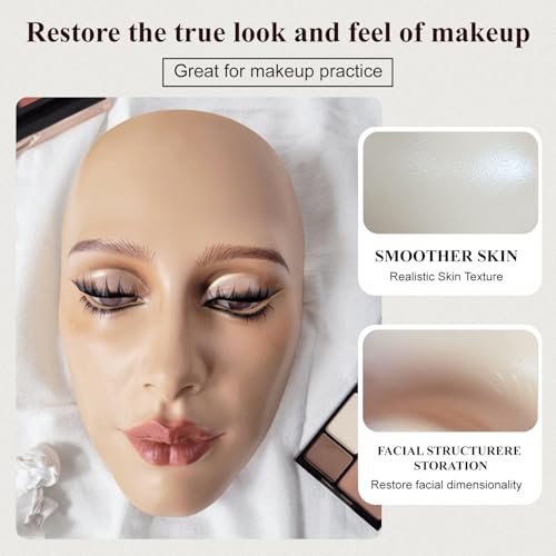 CHADWICK 5D Silicone Makeup Practice Face Board - Reusable Mannequin for Beginner and Professional Eye Makeup Artists - Girl's Gift (Light)