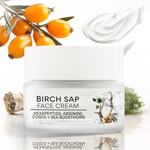 Birch Sap Face Cream ? Peptides, CoQ10, Arginine and sea buckthorn; fragrance-free; made in Finland - COSMOS Organic Certified sensitive-skin formula 50 ml (1.69 oz)