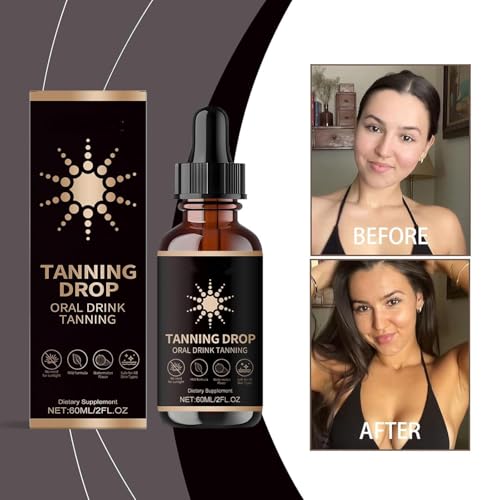 Tanning Drops, 2Fl Oz Sunless Tanning Drops To Drink, Bronzing Tanner for Face and Body, Long-Lasting Tans Without Sun, Enhancing Natural Skin Tone for All Skin Types