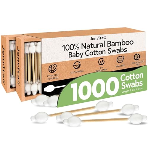 100% Bamboo Swabs for Ears (1000-Pack) - Safety Cotton Swabs for Baby & Personal Care | Safe, Organic Bamboo Baby Ear Cleaner | FSC Certified & Hypoallergenic, Made for All Ages & Pets