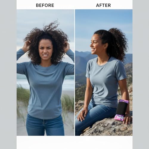 Goody Ouchless Hair Elastics ? No Pull, No Breakage, Tangle-Free Hold for Thick, Curly, Coily & Textured Hair ? 70 Count, Black, Long-Lasting Ponytail Holders for Women & Men