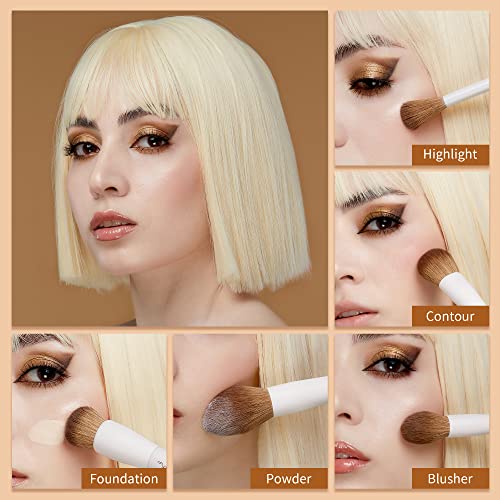 Jessup 14Pcs Premium Synthetic Makeup Brush Set T329 with Foundation Brush Flat Top for Face Blush Liquid Powder Foundation SF002