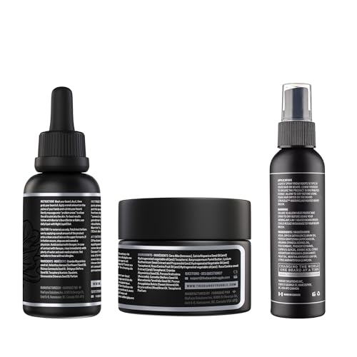 The Beard Struggle Warrior's Beard & Hair Heat Protectant Spray, Balm & Day Liquid Tonic Beard Oil Bundle - Alfheim's Forests