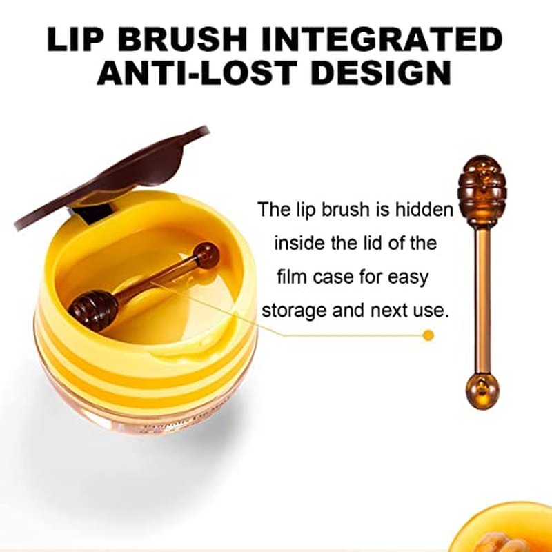 4PCS Strawberry & Honey Lip Balm, Hydrating Lip Propolis Sleeping Lip Mask, Moisturizing & Prevention Dry and Cracked Lip Scrubs Exfoliator, Lip Repair Nourishes the Lip Skin