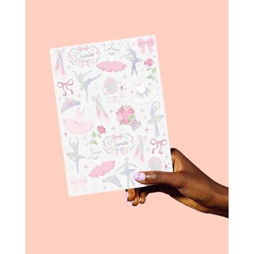 xo, Fetti Ballerina Party Temporary Tattoos - 50 Iridescent Foil | Happy Birthday Princess Decorations, Bow Girl Baby Shower Accessory, Ballet Theme Favor, Dancer Gift + Tutu Supplies