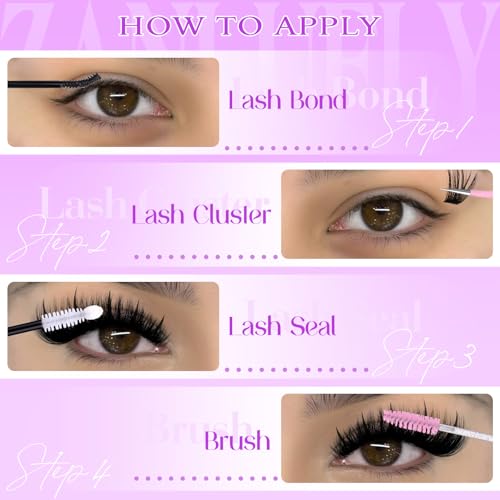 Lash Clusters Kit with Spikes Volume Cluster Eyelash Extension Kit Spiky Eyelash Clusters Wispy Lash Extension Kit 200D Individual Lashes with Lash Glue and Tweezers DIY at Home by zanlufly