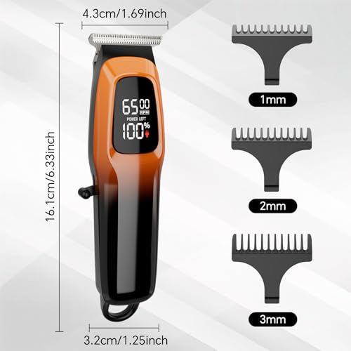Professional Hair & Beard Trimmer, Electric Hair Clippers for Men, Cordless Clipper and Trimmer Set, Zero Gapped (Orange)