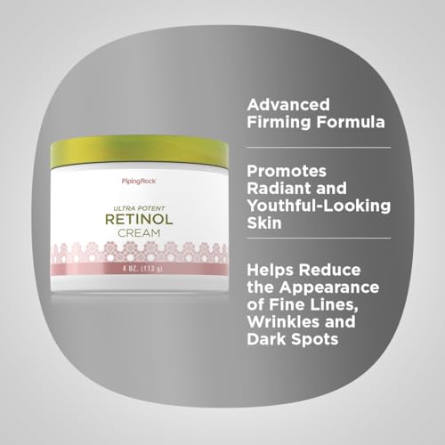 Piping Rock Retinol Cream for Face and Neck | 4 oz | Ultra Potent | Non GMO, Gluten Free
