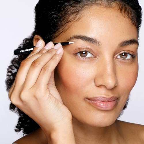 Tweezerman Black Stainless Steel Slant Tweezer - Eyebrow Tweezers for Women and Men