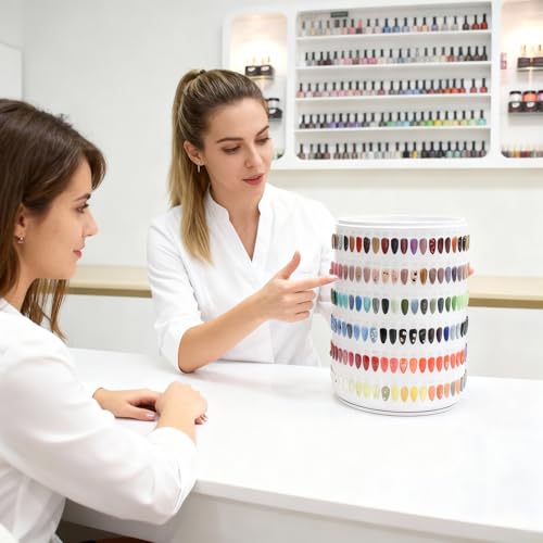Upgraded Nail Polish Display Book 300 Colors, Professional Nail Color Sample Display Show with Transparent Nails Tips and Nails Polish Number Stickers