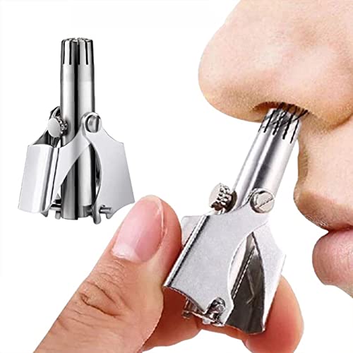 Portable Ear and Nose Hair Trimmer Universal for Men and Women£¬Stainless Steel Manual£¬Battery-Free, Washable£¬Nose Vibrissa Razor Shave Clipper, Silver