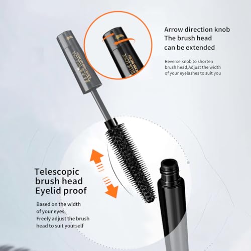BLUE LOVE Black Telescopic Mascara - Long-Lasting, Waterproof, Non-Clumping Makeup for Effortless Beauty, Easy Removal, Flake-Free Formula for Daily Use