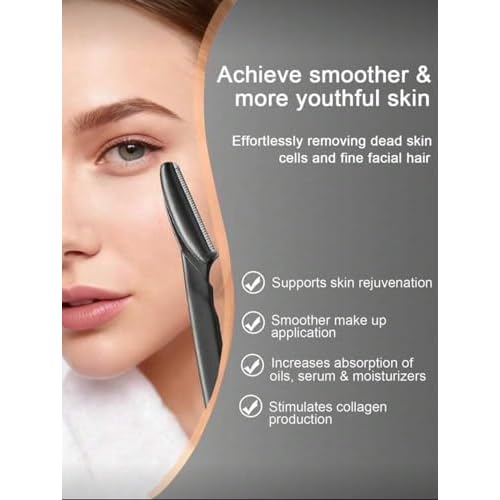 Professional Dermaplaner Set, Black Recycled Plastic, 12 Pack Face Razor for Men and Women, Multifunctional Facial Hair Trimmer and Exfoliating Tool with Stainless Steel Blade