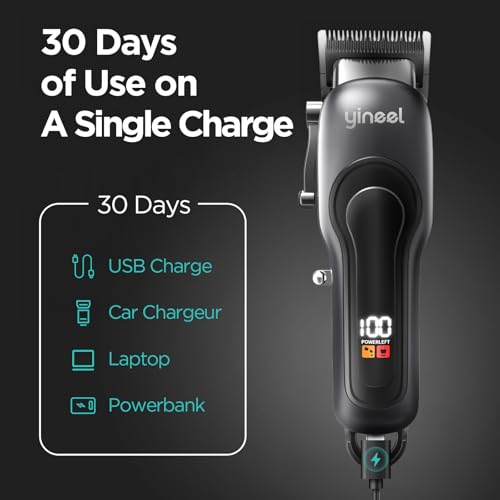 Yineel Hair Clippers for Men, Professional Cordless Clippers & Trimmer Set, Super Quiet, Clippers for Hair Cutting Kit with LED Display, Gift for Men Women Barber Kid