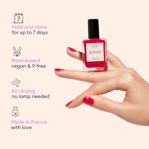 Manucurist System Green¢â (Poppy Red) - Professional Manicure Gift Set, Vegan : 1 Nail Prep, 1 Base Coat, 1 Poppy Red Nail Polish, 1 Top Coat, Drying Drops - Manicure Kit - Gifts for Her