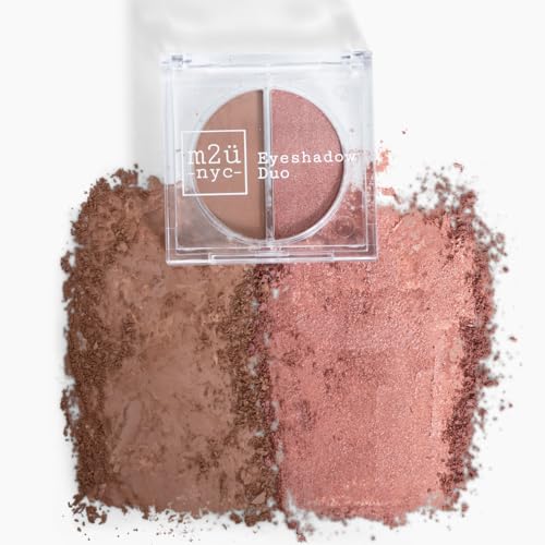 M2U NYC EyeShadow Duo, Eye Shadow Set, Multiple Shades/Colors, Makeup Eyeshadow Palette, 2 Colors Per Set (Park Slope (Tan | Rose Shimmer))