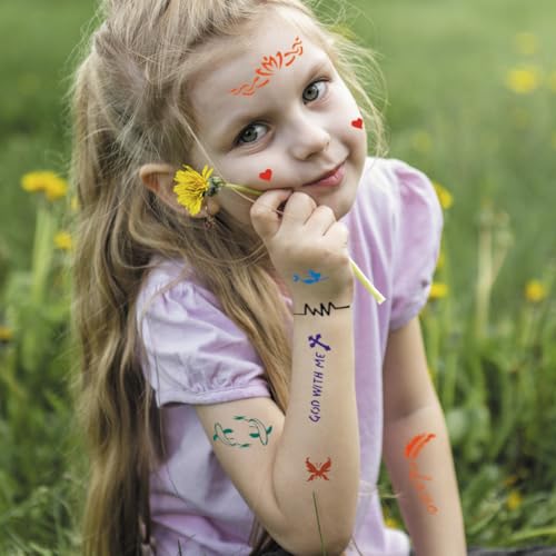 20 Sheets Glitter Tattoo Kit, 467 Pcs Henna Tattoo Stencils Airbrush Temporary Tattoos Templates for Girls and Boys Body Art, Suitable as Gift for Family/Friends (Black)