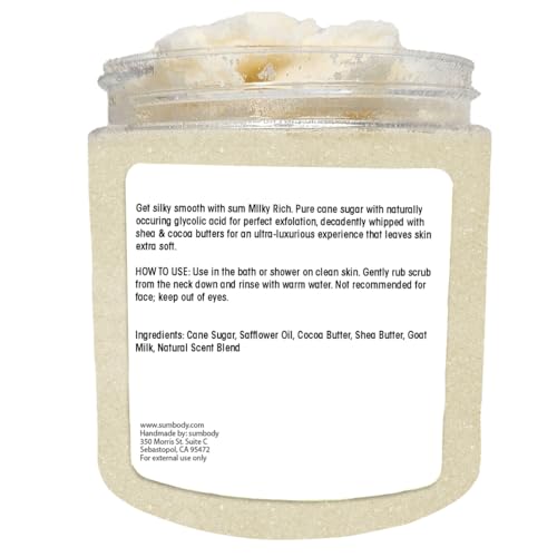 Sumbody USA Vanilla Shea Sugar Body Scrub Goat Milk (9oz) Moisturizing Exfoliating Body Foot Hand Scrub Hydrating Nourishing Bath Essential Scrubs Women Teens Gift Self Care