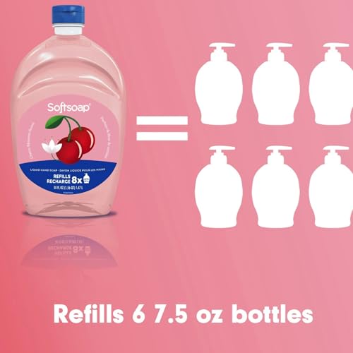 Softsoap Limited Edition Seasonal Scents | Extra Large Refill Bottles, 100 FL Oz Total, 2-50 Fl Oz Bottles for Refilling Liquid Hand Wash (Cherry Blossom)