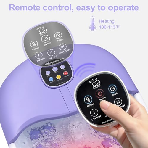 Collapsible Foot Spa Bath Massager with Heat Bubbles and Vibration Massage and Jets, 16OZ Tea Tree Oil Foot Soak Epsom Salt, WHALSTAR Foot Bath Bucket With Red Light & Remote