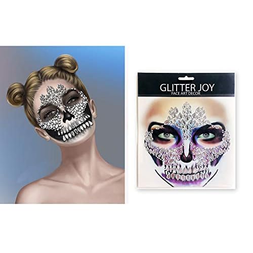 Face Jewels Day of the Death Face Gems Tattoo Face Gems Stick on Halloween Makeup Costume,4-Pack