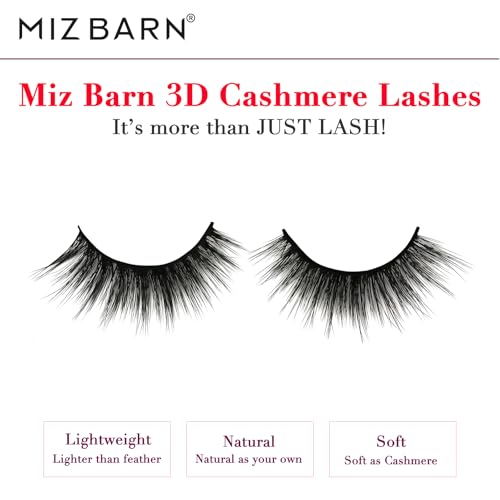 Miz Barn Lashes 3D Cashmere Long Extension Eyelashes Natural Look Soft Reusable False Eyelashes Multipack Wispy Fake Eyelashes 5 Pairs Natural Strip Lashes (CW310)
