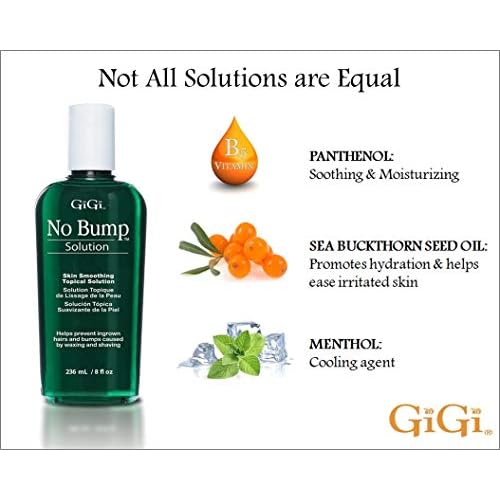 GIGI No Bump Solution - Ingrown Hair Treatment & Skin Smoothing for After Shave Waxing, Prevents Razor Bumps & Post-Waxing Irritation, 8 fl oz