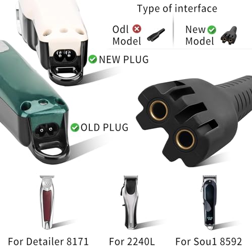 2-Pin USB 6.5 Foot Extra Long Charger Cable for Wahl Magic Clip Senior Sterling-4 Detailer Lithium-Ion Professional Hair Clipper Replacement Power Cord for Wahl 8164 Finale and 8173 Vanish Razors