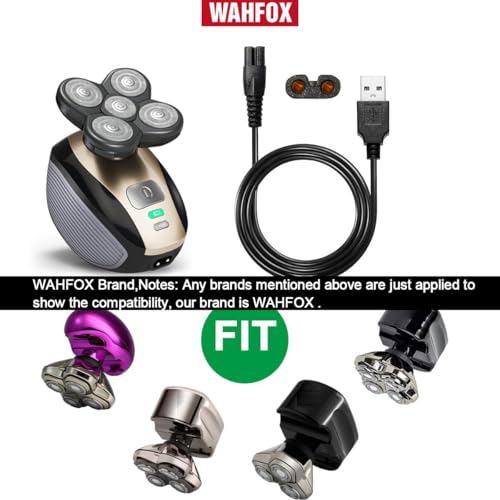 WAHFOX Universal Head Shaver Charger Cord USB Cable Compatible with Skull Shaver Pitbull and Mainstream Shaver Brands(USB Charger)