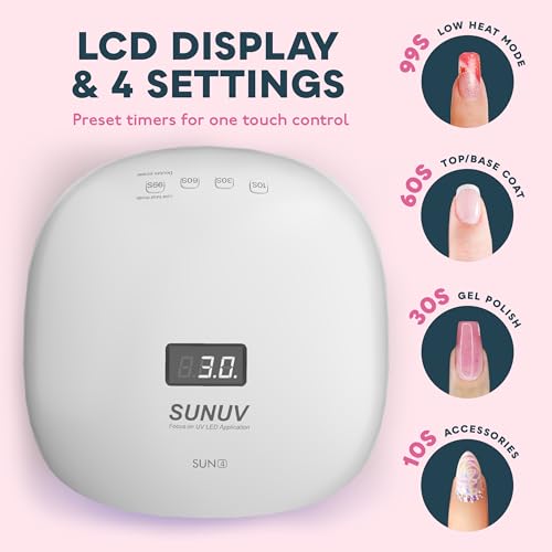 SUNUV 48W UV LED Nail Lamp, UV Light for Nails SUN4 Black, Hema-Free Gel Nail Polish Kit, 6 Colors Gel Polish Set