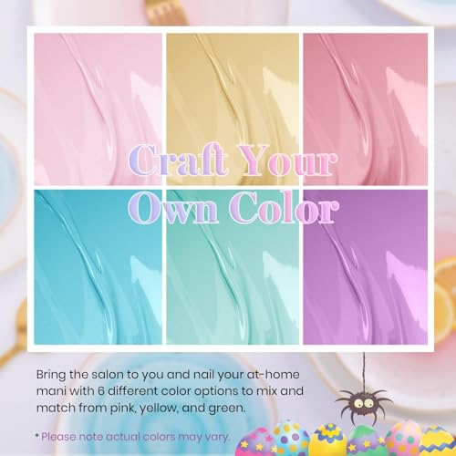 Beetles Pastel Gel Polish Set - 6 Colors Pink Yellow Blue Green Purple Soak Off Nail UV Lamp Gel Nail Kits Decorations Nail Art Gifts Easter