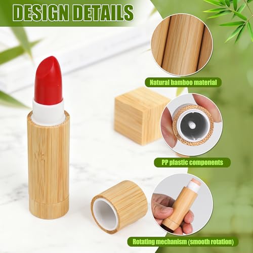 Starry 24Pcs Bamboo Lip Balm Containers, 5g Refillable Empty Lipstick Tubes with Clear PP Plastic Inner Cosmetic Samples Lip Gloss Chapstick Deodorant for Women Girls DIY