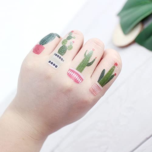 6 sheets Waterproof Temporary Tattoo Stickers for Kids Children Cute Finger Wrist Cactus Potted Flower for Grils Boys
