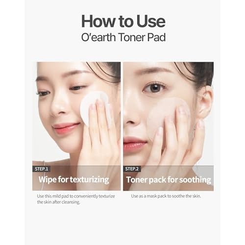O¡¯Earth Mild Calming Vegan Toner Pad - Dual-Textured, Exfoliating, Soothing, Moisturizing with Dandelions & Hyaluronic Acid, EWG Green Certified, 90 Pads