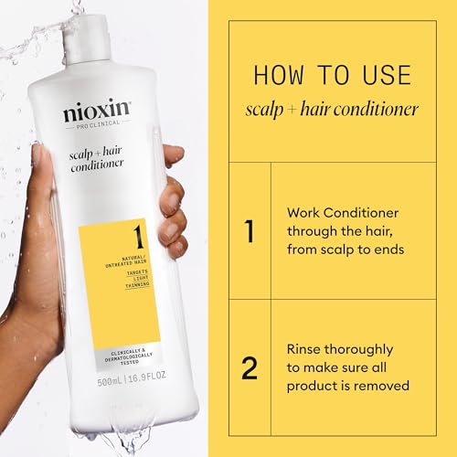 Nioxin System 1 Scalp + Hair Thickening Conditioner for Natural Hair with Light Thinning | Strengthen Against Breakage with Niacinamide & Biotin | Refreshed Scalp with Healthy Shine