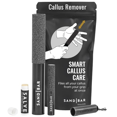 SandBar Ultimate Callus Remover Set - 4" & 8" Files with Moisturizing Salve Balm Stick - Elevating Athletes, Weightlifters & Rock Climbers for Smoother Hands & Feet - Gold (Black) (Flat Black Bundle)