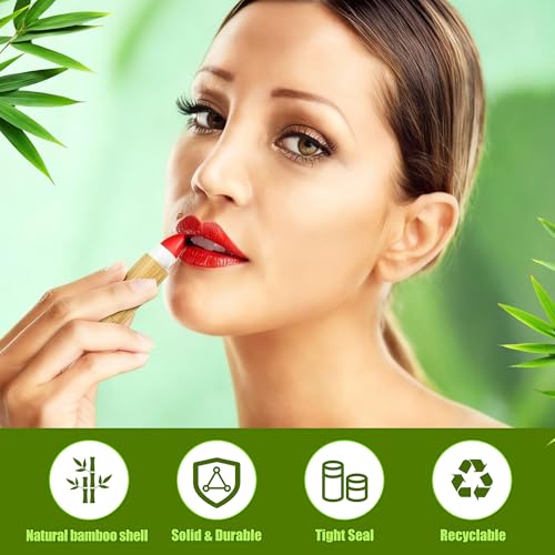Starry 24Pcs Bamboo Lip Balm Containers, 5g Refillable Empty Lipstick Tubes with Clear PP Plastic Inner Cosmetic Samples Lip Gloss Chapstick Deodorant for Women Girls DIY
