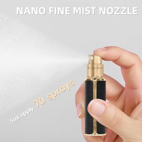 BF00 Leather Perfume Bottle 5ml ? Bottom-Fill Refillable Dispenser, Leak-Proof & Portable for Men & Women, Ideal for Travel, Gifting & Daily Use (BKB)
