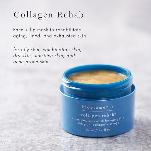 Bioelements Collagen Rehab - 1.7 fl oz - Face & Lip Mask for Aging Skin - Creates Instant Dewiness + Improves Fine Lines & Wrinkles - Vegan, Gluten Free - Never Tested on Animals