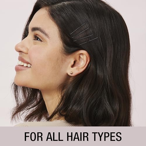 CONAIR Black Bobby Pins with storage 400pk - hair accessories for women - rubber tipped and nonslip - ideal with brown hair - comfortable hair pins - clear zipper pouch included