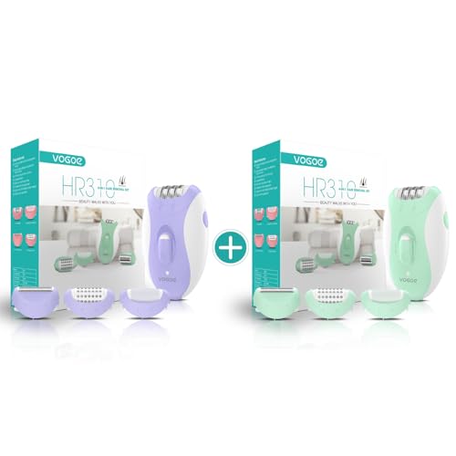 4-in-1 Electric Cordless Epilator for Women 21 Tweezers Purple and Green