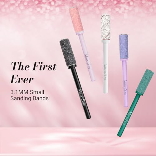 MelodySusie 50 Pcs Nail Drill Bits Small Sanding Bands with 3.1mm Mandrel Bit, 180 Fine Grit Nail File for Acrylic Nails Gel Manicures and Pedicure, Pink (Pack of 2)