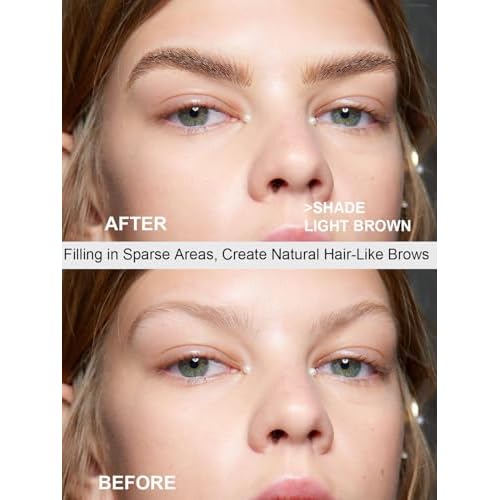 Eyebrow Pen - Eyebrow Pencil, Brow Pencil 2-in-1 Dual-Ended Microblading Eyebrow Pen with Micro-Fork-Tip and Precise Brush-Tip Create Natural Hair-Like Brows, Last All-Day, Dark Brown