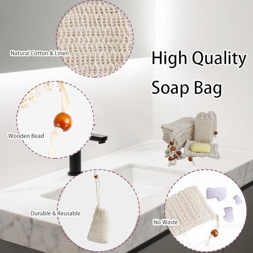 36 Pack Soap Saver Bags, Natural Cotton Linen Soap Pouch Mesh with Drawstring, Exfoliating Shower Bar Soap Holder for Bath Foaming and Drying Scrubber