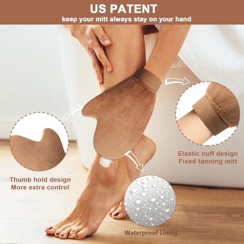 3 in 1 Self Tanning Mitts Self Tanner Mitt Applicator Tanning Brush Self Tanner Back Applicator, Tanning Gloves for Self Tan Mitt,Self Tanning Kit for Lotion,Spray Tan,Body,Sunless,Face