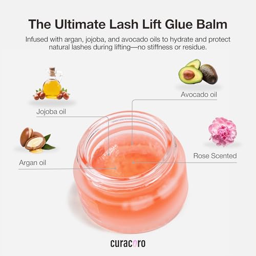 Curacoro Eazy Lash Lift Glue Balm 15g (Rose Scent), Nourishing Lash Lift Adhesive for Eyelash Curling & Lamination | Hydrating, Long-Lasting Lash Lift Balm
