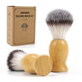 2 Pack Shaving Brush, Bamboo Handle Shave Brush with Synthetic Badger Hair, Soft Bristle Shaving Brush for Bearded Men