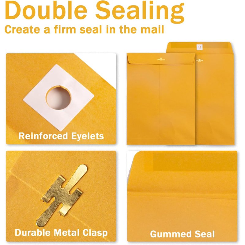 Manilla Envelopes with Clasp Closure - Kraft Mail Envelopes for Office & Business