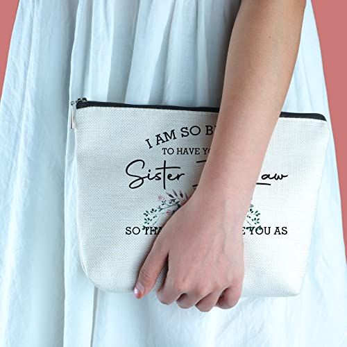 Sister In Law Gifts Zipper Makeup Bag - Friendship Gifts for Unbiological Sister - Birthday, Christmas, Wedding Novelty Present Ideas for Women, Friends